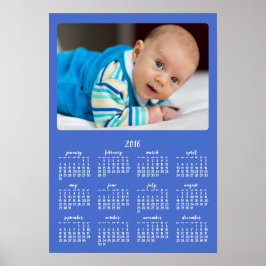 Poster Cartaz Pessoal Anual Azul Calendário 2016