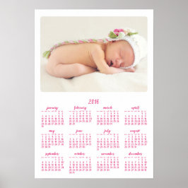 Pôster Cartaz Pessoal Branco Calendário Anual 2016