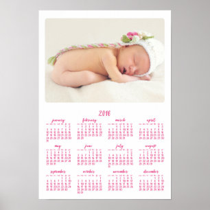 Pôster Cartaz Pessoal Branco Calendário Anual 2016