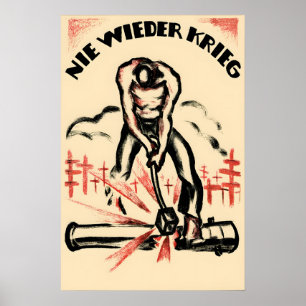 Poster Cartaz político alemão Sem mais guerras Arte Antig