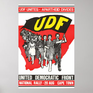 Poster Cartaz político da África do Sul UDF Apartheid