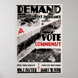 Poster Cartaz Político EUA Vote Partido Comunista Exija