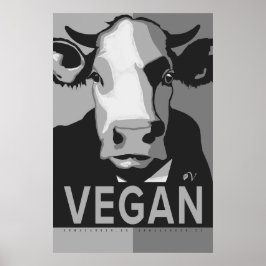 Poster Cartaz Pop Art de Vaca em Preto e Branco - Vegan 