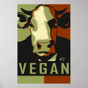 Poster Cartaz Pop Art Vaca Camo - Vegan 
