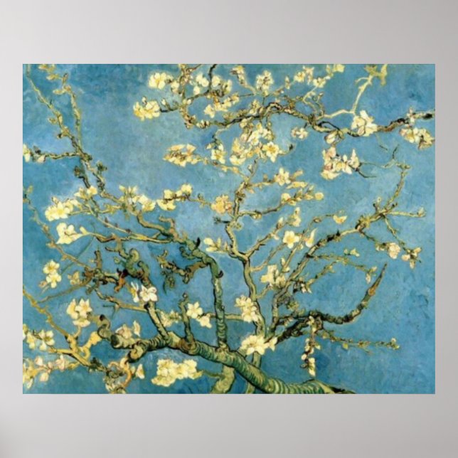 Pôster Cartaz Pós-Impressionista da Amendoeira em Flor (Frente)