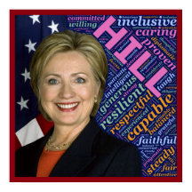 Cartaz Pres Hillary Clinton, Bandeira e Palavras d