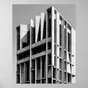 Poster Cartaz Preto e Branco de Arquitetura Moderna Con