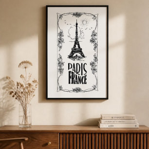 Poster Cartaz Preto em Branco Paris França