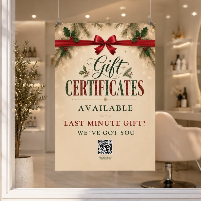 Poster Cartaz Promocional de Certificado de Presente do S (Christmas Salon Gift Certificate Promo Poster)