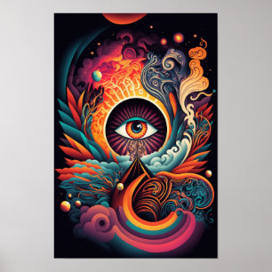 Poster Cartaz Psicodélico do Olho que Tudo Vê Místico 3