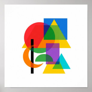 Poster Cartaz Quadrado de Formas Geométricas Bauhaus