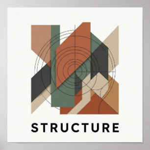 Poster Cartaz Quadrado de Geometria Sobreposta Bauhaus
