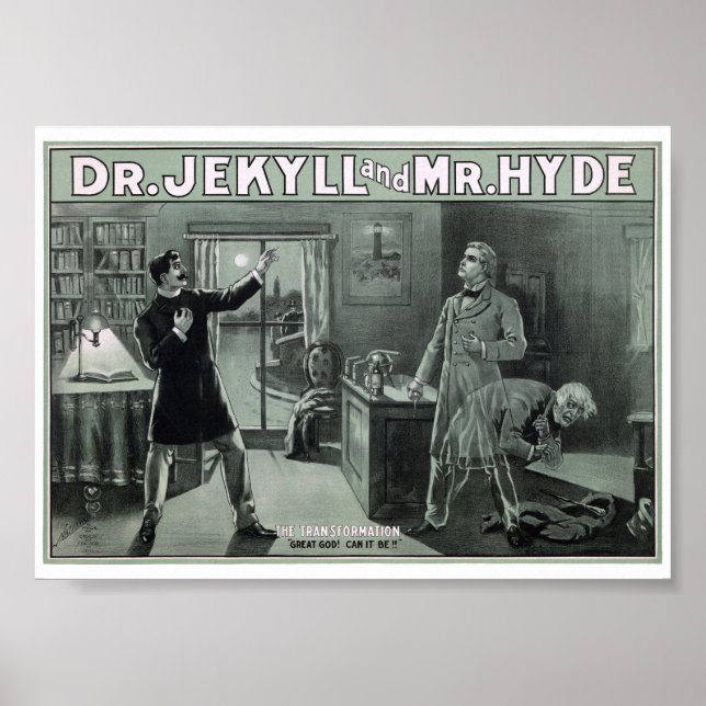 Poster Cartaz Raro da Transformação do Dr. Jekyll e Sr. H (Frente)