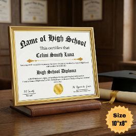 Poster Cartaz Réplica de Diploma de Ensino Médio com Dour