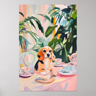 Poster Cartaz Retro Beagle, Pintura a óleo Beagle, Vintag
