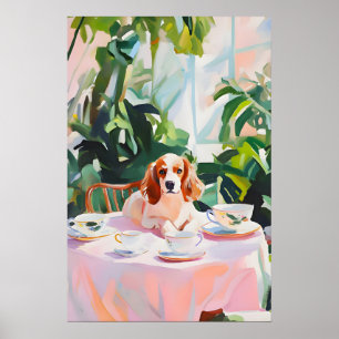 Poster Cartaz Retro Brittany Spaniel, Óleo Brittany