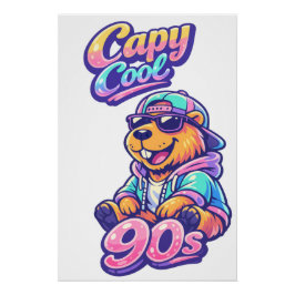 Pôster Cartaz Retro Capivara dos Anos 90 | Capy Cool Vibr