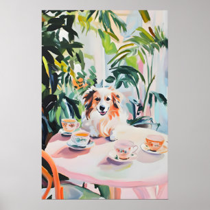 Poster Cartaz Retro Collie, Pintura a Óleo Collie, Vintag