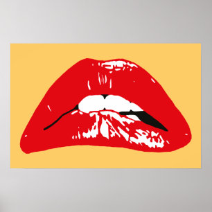 Poster Cartaz retrô de lábios sensuais mordendo