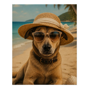 Pôster Cartaz Retro de Praia com Imagem e Texto Personali