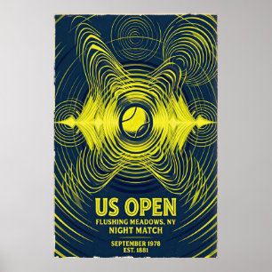 Poster Cartaz Retro de Tênis, Partida Noturna do US Open