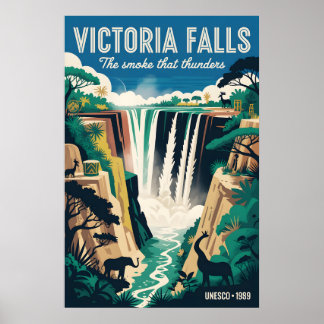 Poster Cartaz Retro de Viagem para Quedas de Vitória Zimb