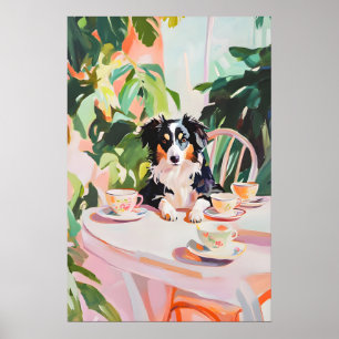 Poster Cartaz Retro do Australian Shepherd, Australiano