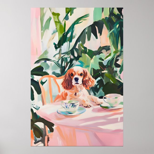 Poster Cartaz Retro do Cavalier King Charles Spaniel (Frente)