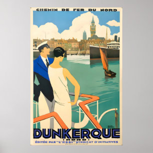 Poster Cartaz Retro do Dunkerque Chemin de Fer du Nord