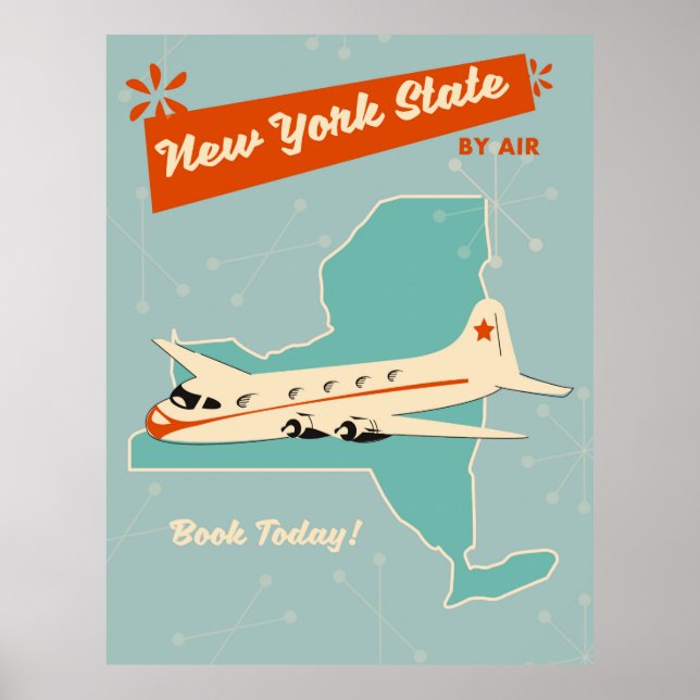 Poster Cartaz retro do Estado de Nova York. (Frente)
