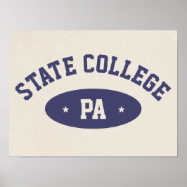 Poster Cartaz Retro Estilo Varsity de State College, PA