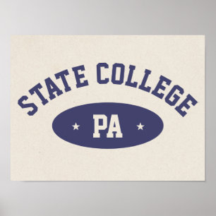 Poster Cartaz Retro Estilo Varsity de State College, PA