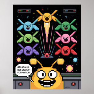 Poster Cartaz Retro Galaga Galagans