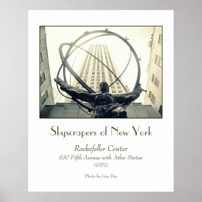 Pôster Cartaz 'Rockefeller Center & Atlas' (Frente)