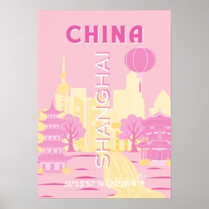Poster Cartaz Rosa Viagens Shanghai China