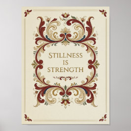 Poster Cartaz Rosemaling Nórdico, “A Quietude é a Força”