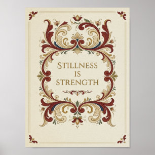 Poster Cartaz Rosemaling Nórdico, “A Quietude é a Força”