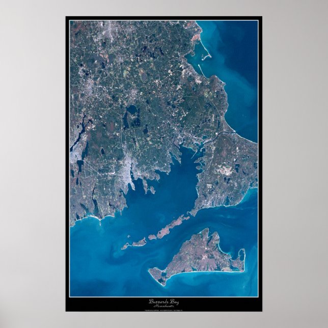Pôster Cartaz satélite da Baía de Buzzards, Massachusetts (Frente)