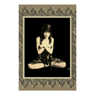 Pôster Cartaz Sepia com Dançarina Vintage