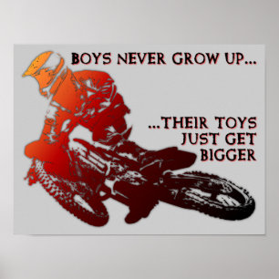 Poster Cartaz Sinal de Moto de Trilha Motocross Brinquedo