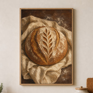 Poster Cartaz Sourdough Sunday Aquarela Cottagecore