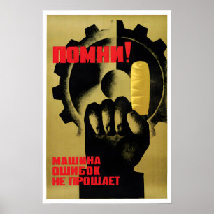 Poster Cartaz Soviético de Saúde e Segurança no Trabalho