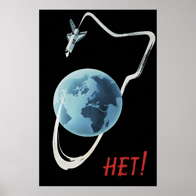 Poster Cartaz Soviético Não à guerra no espaço (Frente)