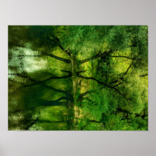 Poster Cartaz Super Green River Trees Reflection A3