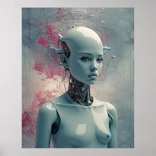 Poster Cartaz Surreal de Android Cyberpunk para Parede