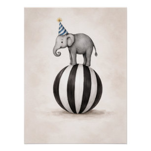 Pôster Cartaz Tema Circo de Elefante para Crianças