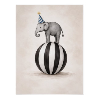 Pôster Cartaz Tema Circo de Elefante para Crianças