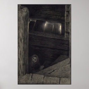 Poster Cartaz Theodor Kittelsen Pesta i trappen (Pesta na