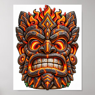 Poster Cartaz Tiki Cinzelado com Brasa