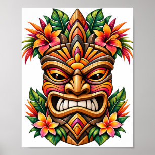 Poster Cartaz Tiki Hibiscus Sunset
